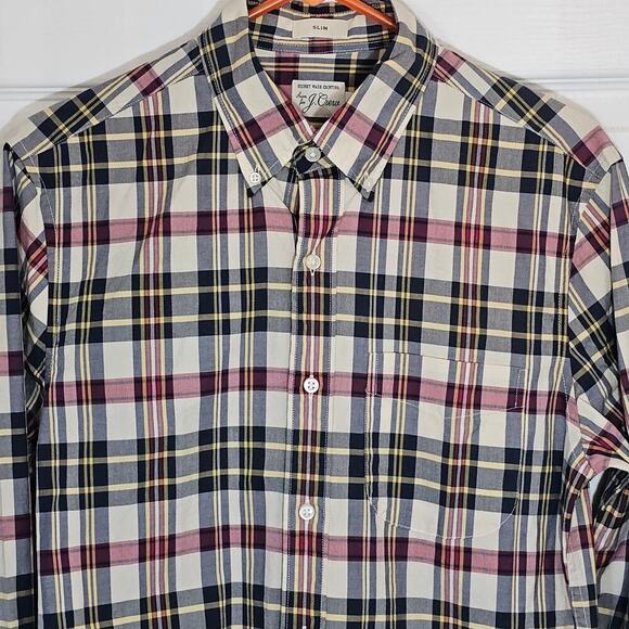 J. Crew Mens Classic Plaid Button-Down Shirt Small Red Yellow Blue Long Sleeve - Picture 3 of 9
